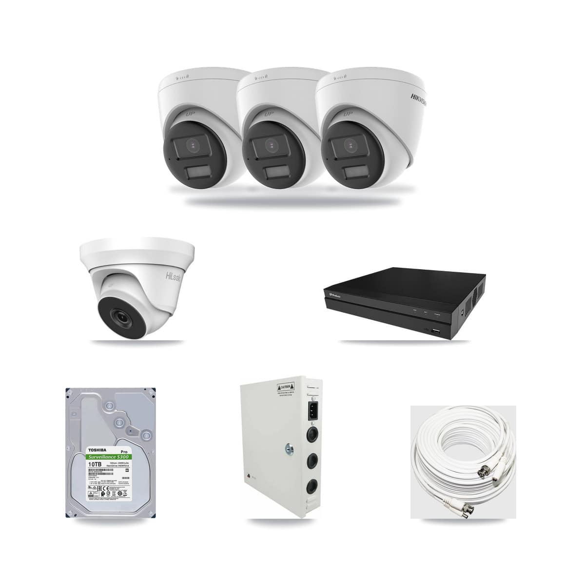 8-Channel 4MP – 4K CCTV Kit — 3 4K + 1 4MP Turret Cameras + 10TB Recording (PXD-5208AN Recorder) - Image 1