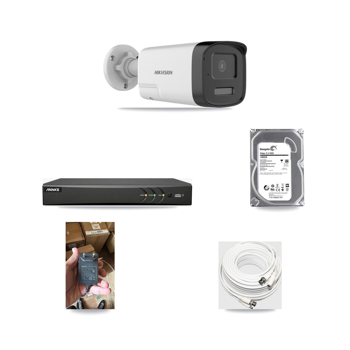 Hikvision & ANNKE 4-Channel 5MP CCTV Kit — 1 DS-2CE17K0T Bullet Camera + 1TB Recording - Image 1
