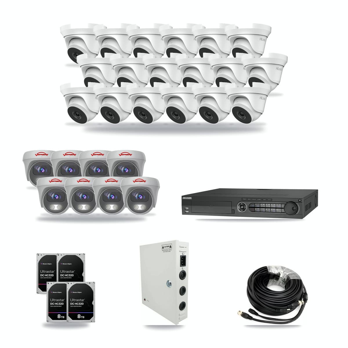 32-Channel 4MP – 5MP CCTV Kit — 18 4MP Turret + 8 5MP Cameras + 4× 8TB Recording - Image 1