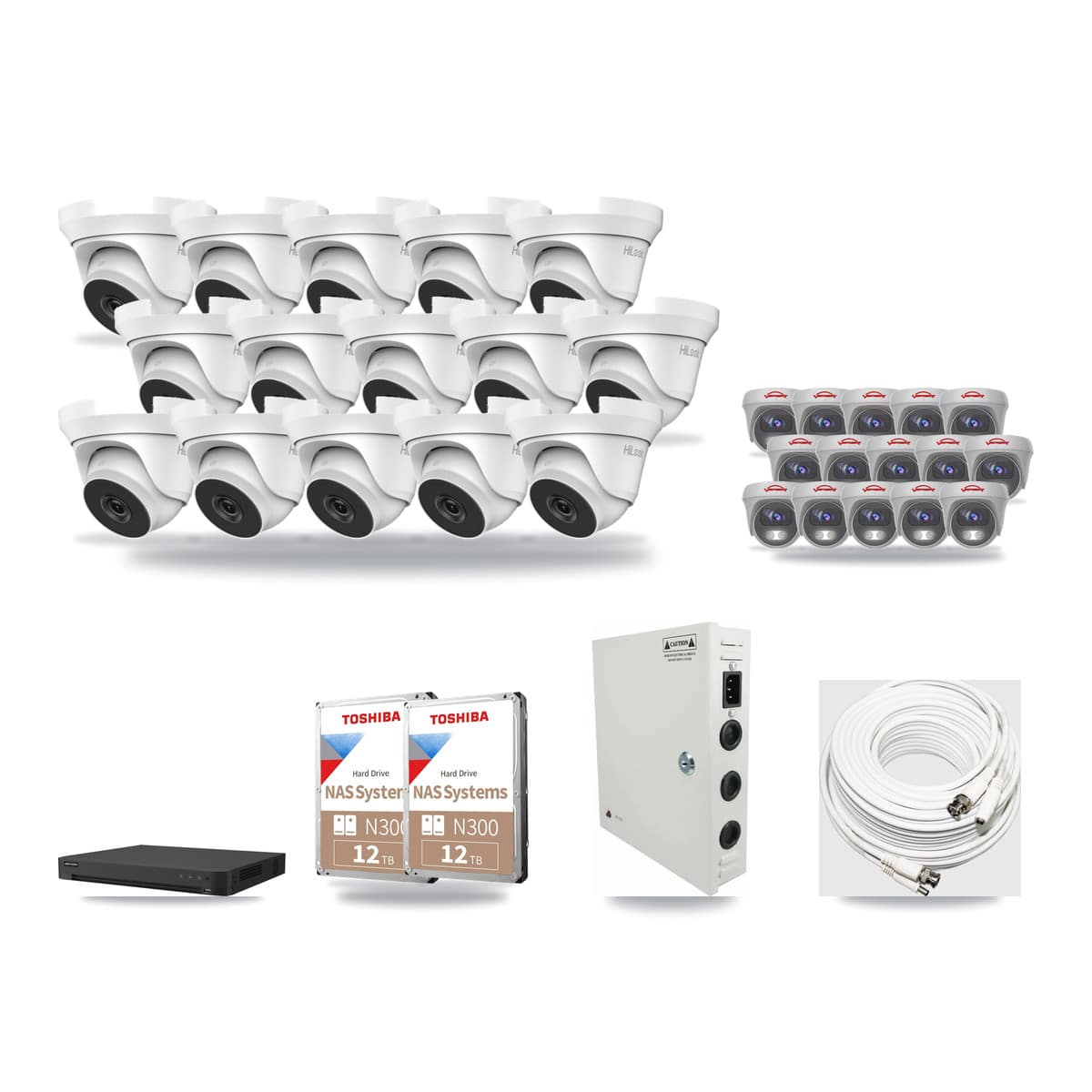 32-Channel 4MP – 5MP CCTV Kit — 15 4MP Turret + 15 5MP Cameras + 2× 12TB Recording - Image 1