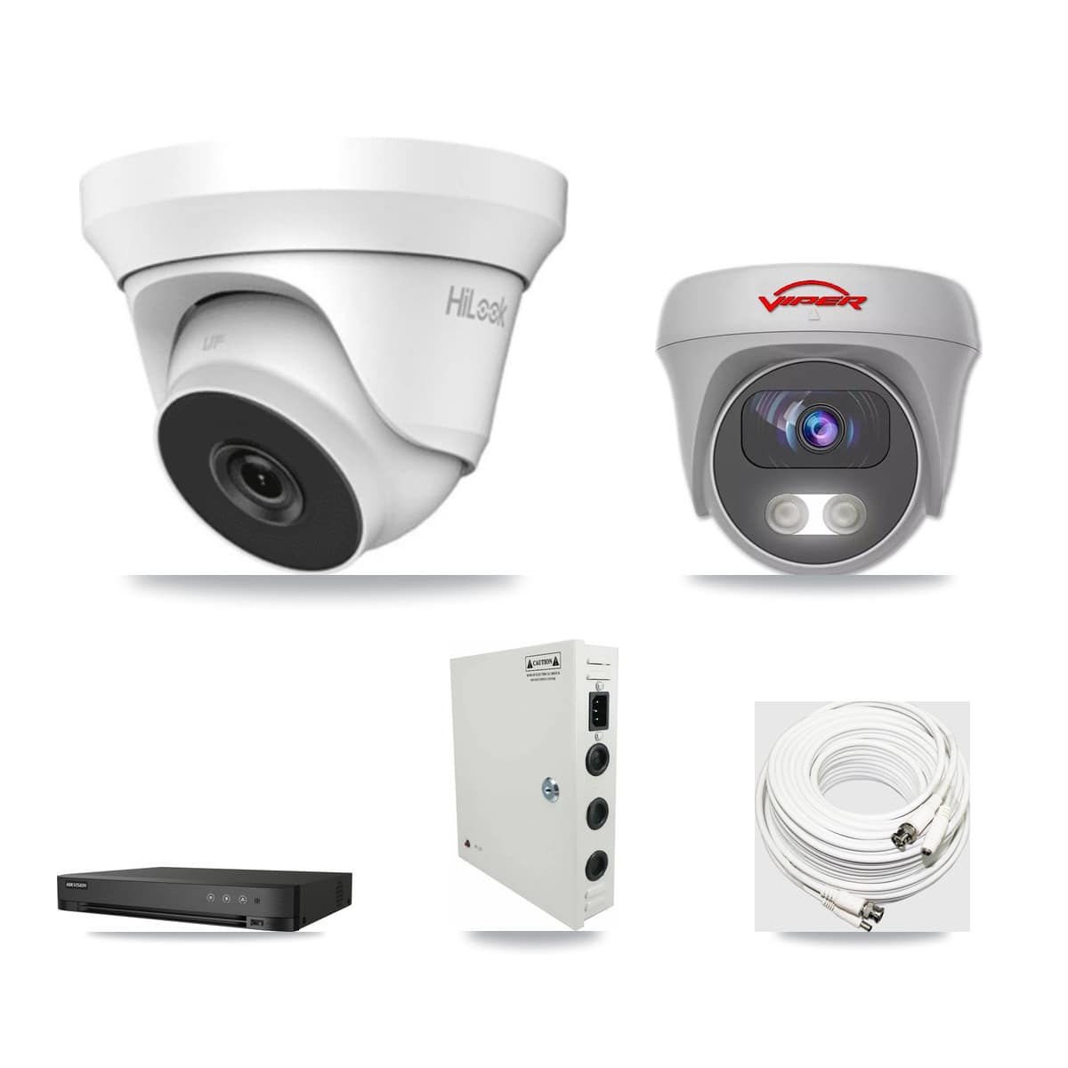 4-Channel 4MP – 5MP CCTV Kit — 1 4MP Turret + 1 White 5MP Cameras + 3TB Recording (IDS-7204HUHI Recorder) - Image 1