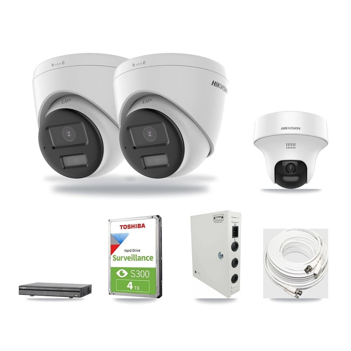 Hikvision & Dahua 8-Channel 5MP CCTV Kit — 1 DS-2CE70K0T + 2 DS-2CE78K0T Turret Cameras + 4TB Recording (DH-XVR5108H Recorder) - Image 1