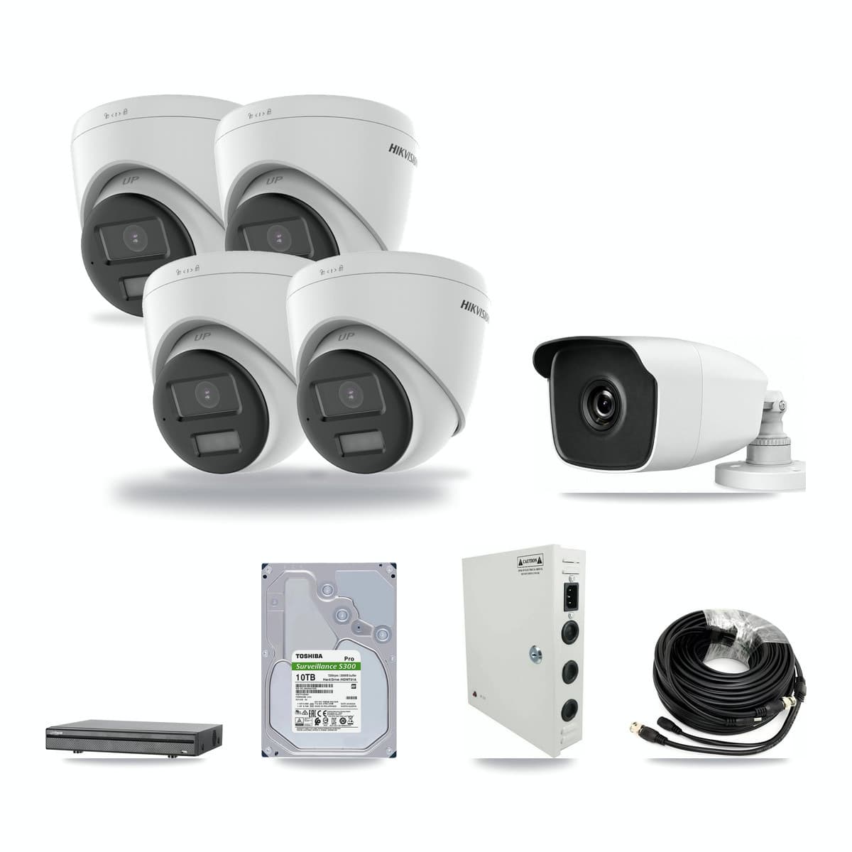 8-Channel 3MP – 4K CCTV Kit — 4 4K Turret + 1 3MP Bullet Cameras + 10TB Recording - Image 1