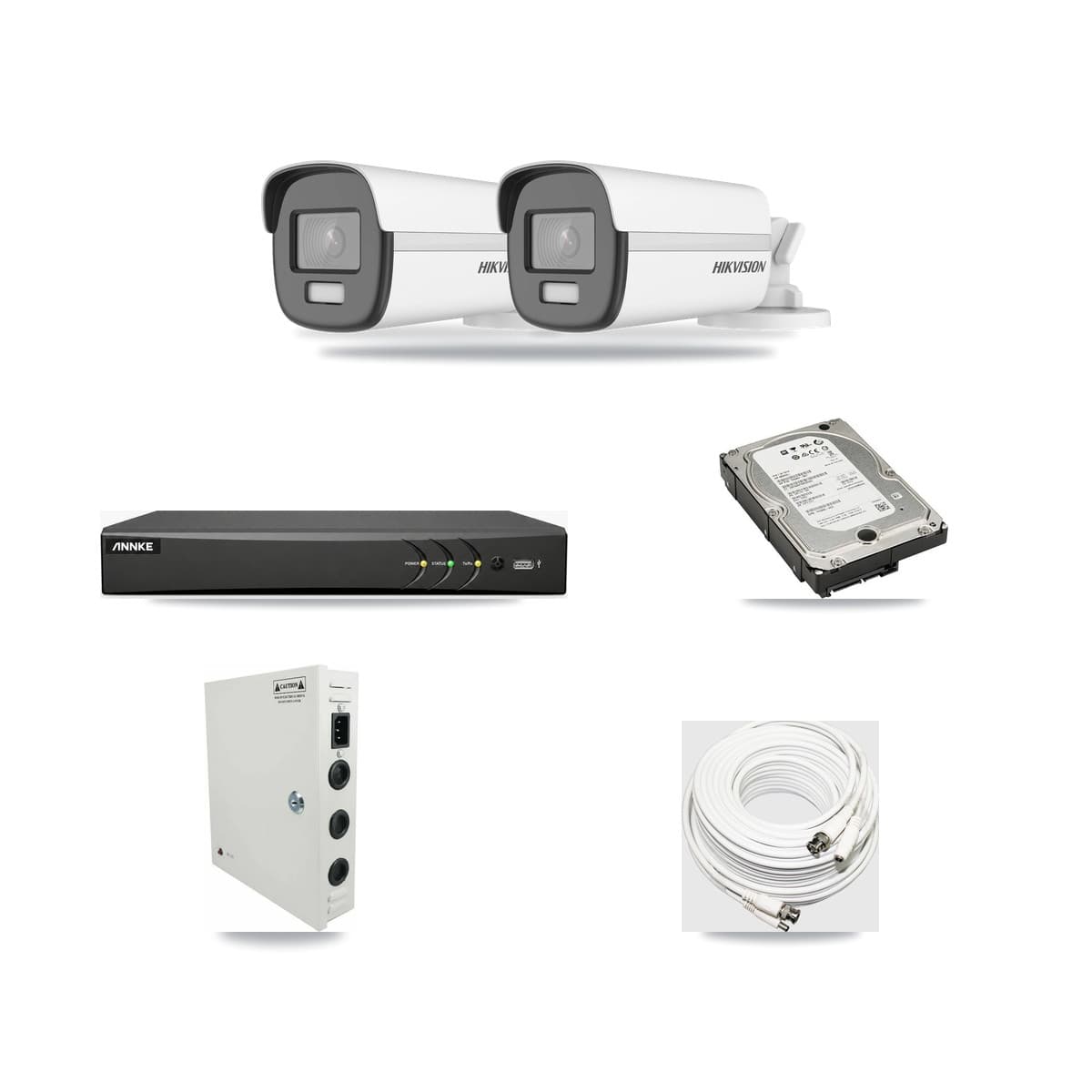 Hikvision & ANNKE 4-Channel 4K CCTV Kit — 2 Bullet Cameras + 5TB Recording - Image 1