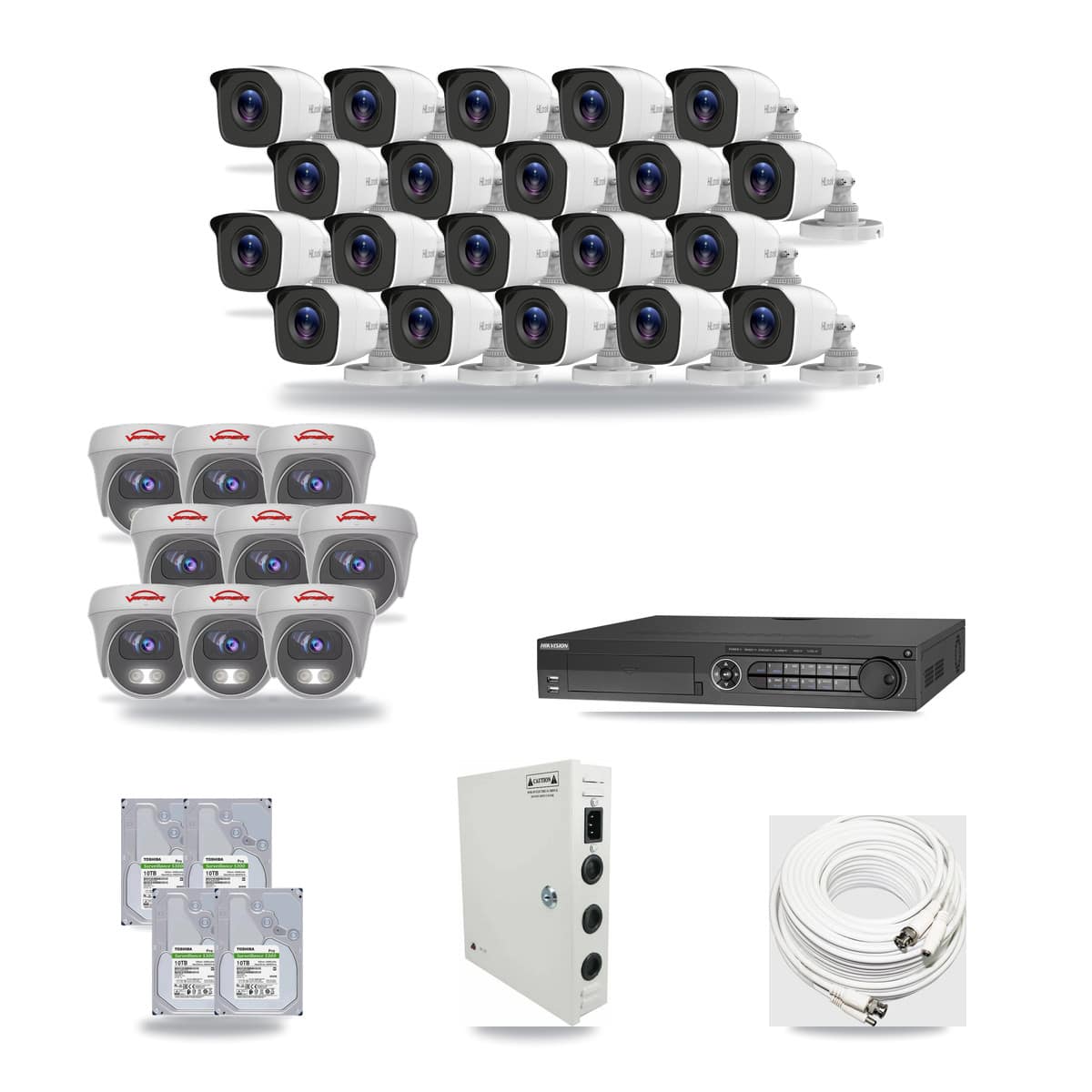32-Channel 4MP – 5MP CCTV Kit — 20 4MP Bullet + 9 5MP Cameras + 4× 10TB Recording - Image 1
