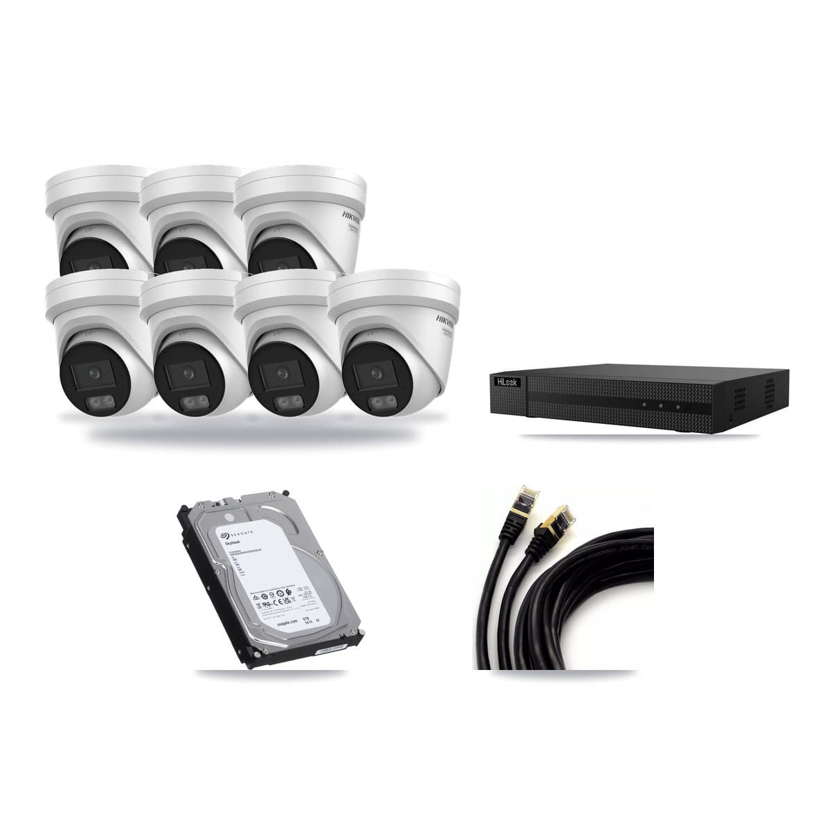 HiLook 8-channel CCTV kit: 7 cameras (7× 4K Turret), 6TB hard drive