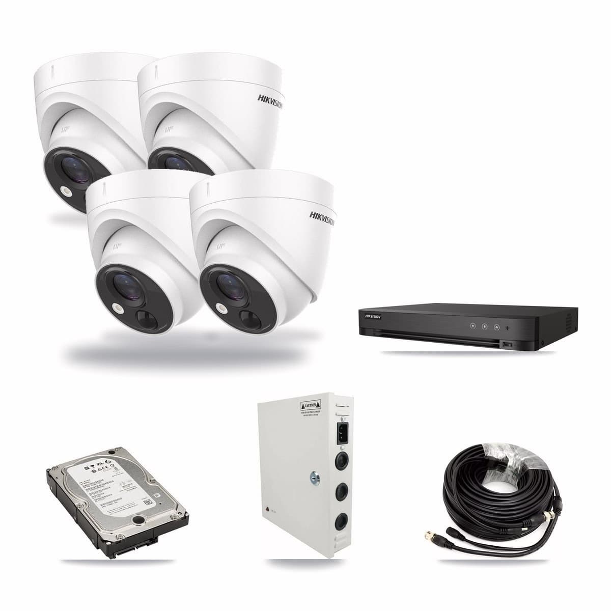 Hikvision 4-Channel 5MP CCTV Kit — 4 DS-2CE71H0T Turret Cameras + 5TB Recording - Image 1