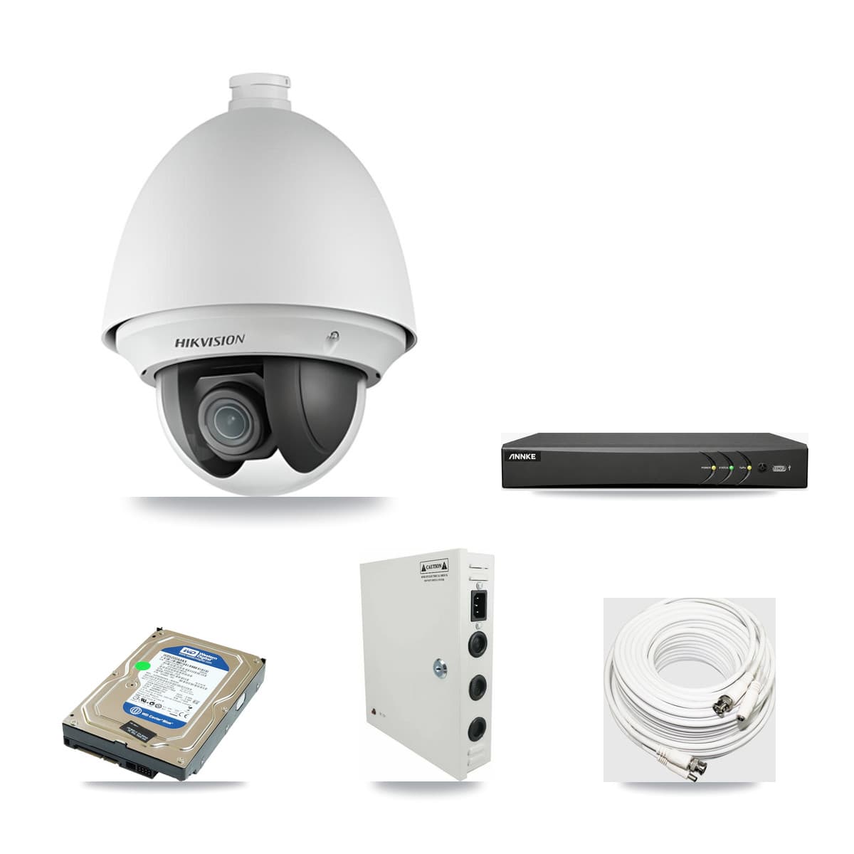 Hikvision & ANNKE 4-Channel 2MP CCTV Kit — 1 DS-2AE4225T PTZ Camera + 500GB Recording - Image 1