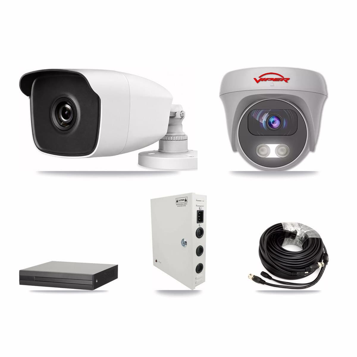 4-channel CCTV kit: 2 cameras (1× 3MP Bullet + 1× 5MP Camera), 3TB hard drive
