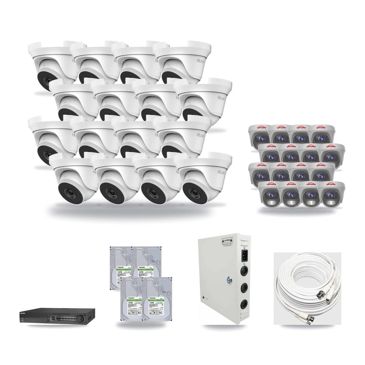 32-Channel 4MP – 5MP CCTV Kit — 16 4MP Turret + 16 5MP Cameras + 4× 10TB Recording - Image 1