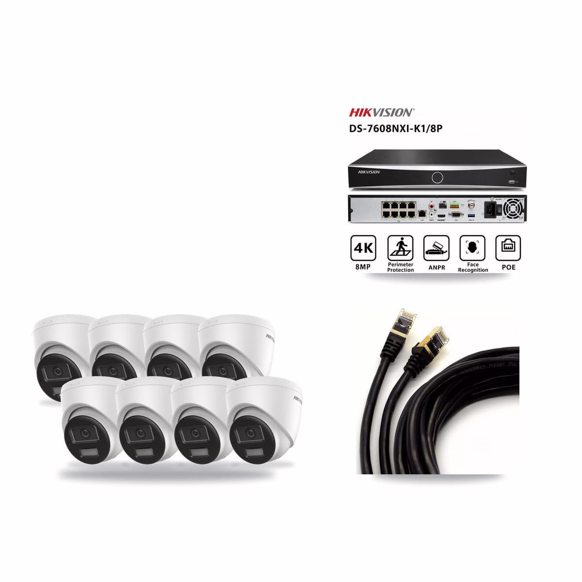 Hikvision 8-channel CCTV kit: 8 cameras (8× 4K Turret), 2TB hard drive