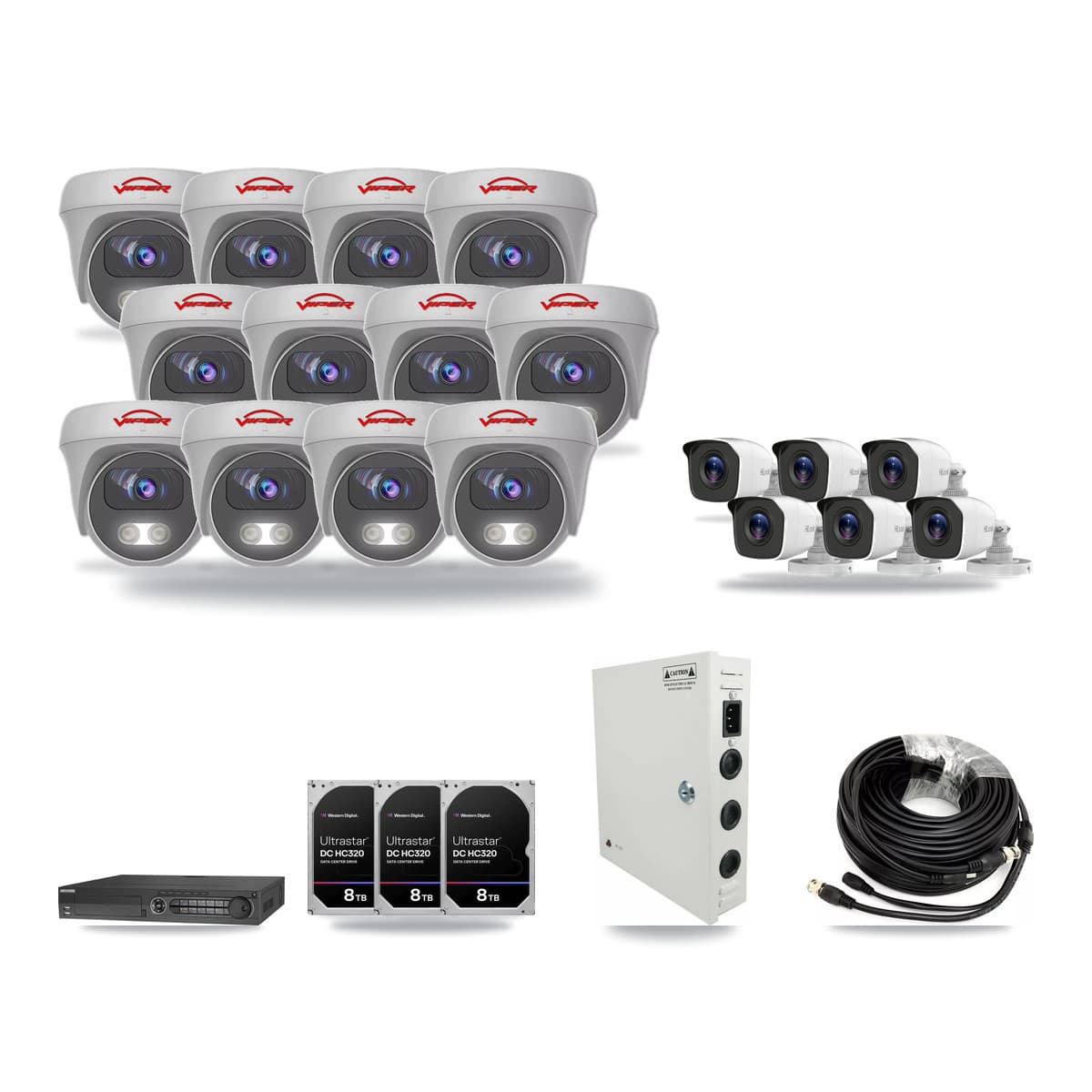 32-Channel 4MP – 5MP CCTV Kit — 6 4MP Bullet + 12 5MP Cameras + 3× 8TB Recording - Image 1