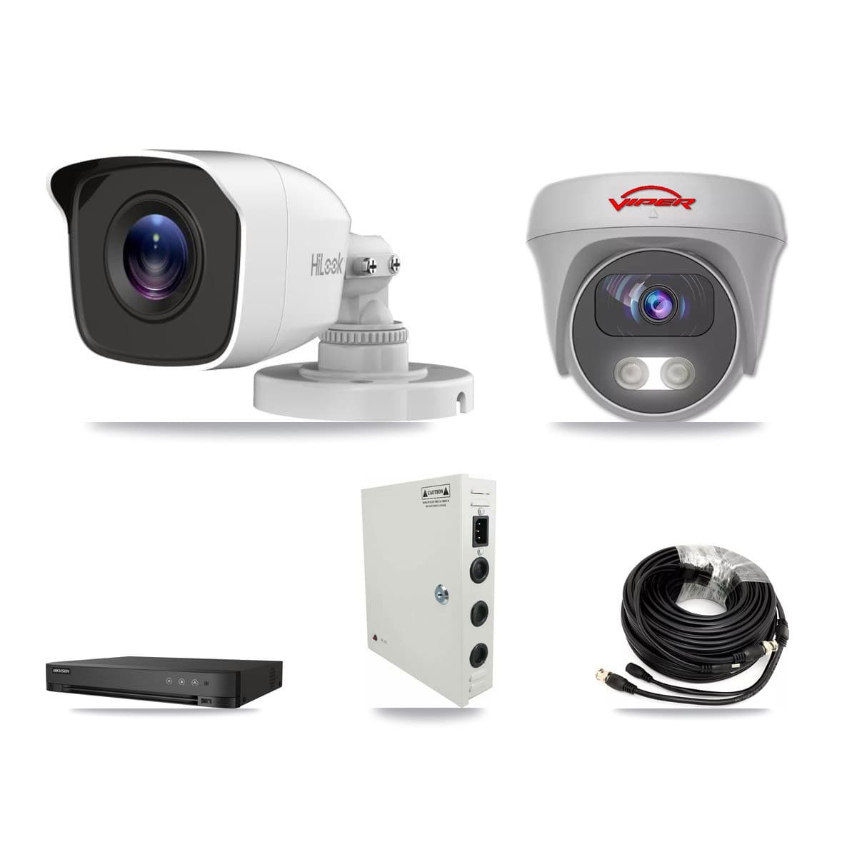 4-Channel 4MP – 5MP CCTV Kit — 1 4MP Bullet + 1 White 5MP Cameras + 3TB Recording (IDS-7204HUHI Recorder) - Image 1
