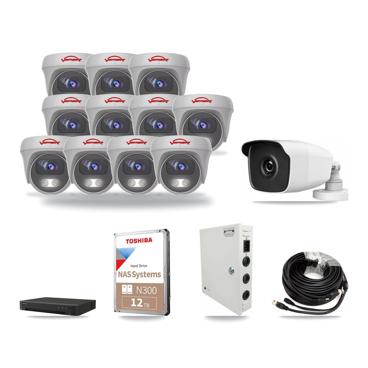 16-Channel 3MP – 5MP CCTV Kit — 1 3MP Bullet + 11 5MP Cameras + 12TB Recording - Image 1
