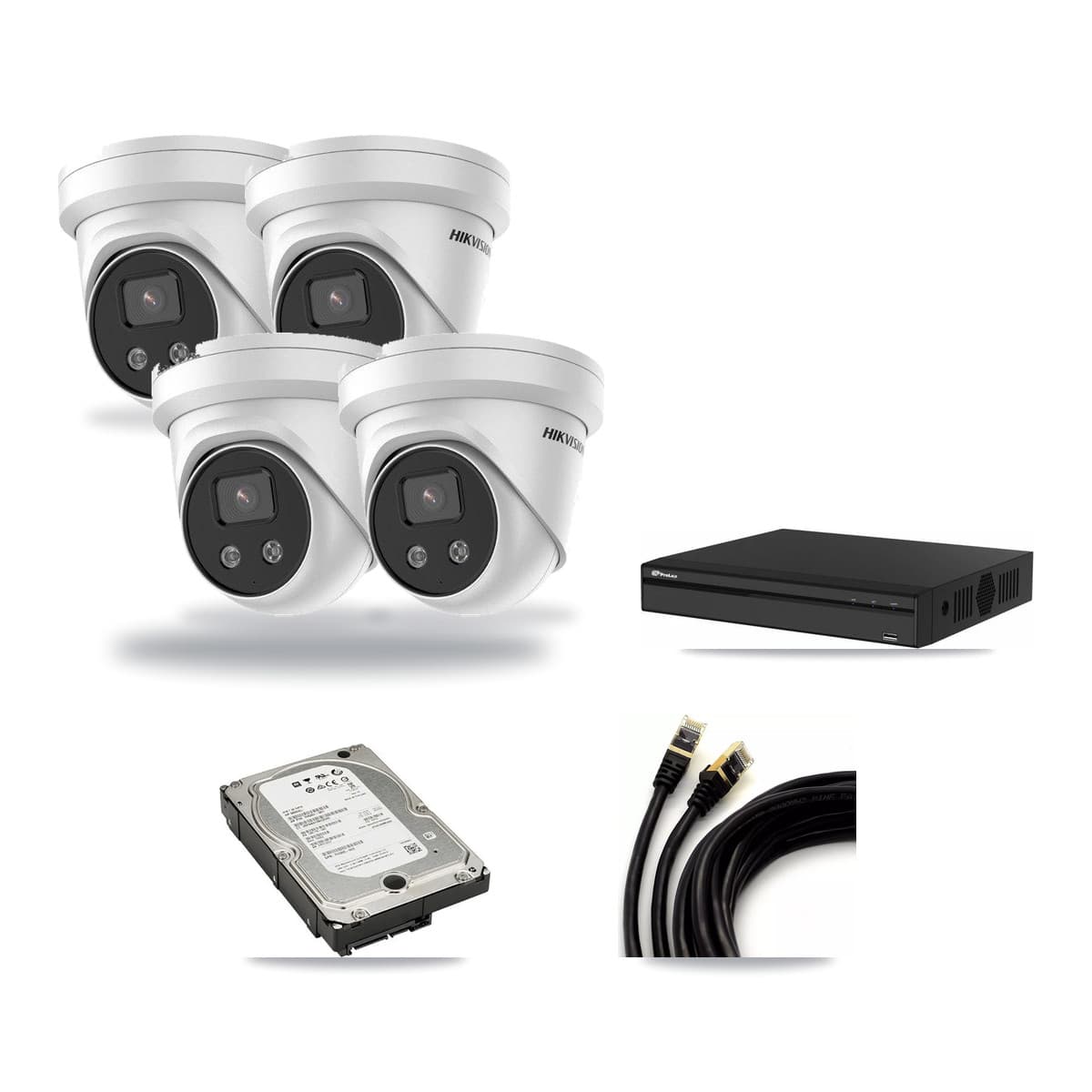 Prolux 4-channel CCTV kit: 4 cameras (4× 5MP Turret), 5TB hard drive