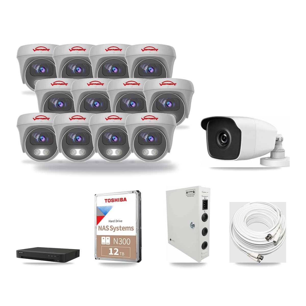 16-Channel 3MP – 5MP CCTV Kit — 1 3MP Bullet + 12 5MP Cameras + 12TB Recording - Image 1
