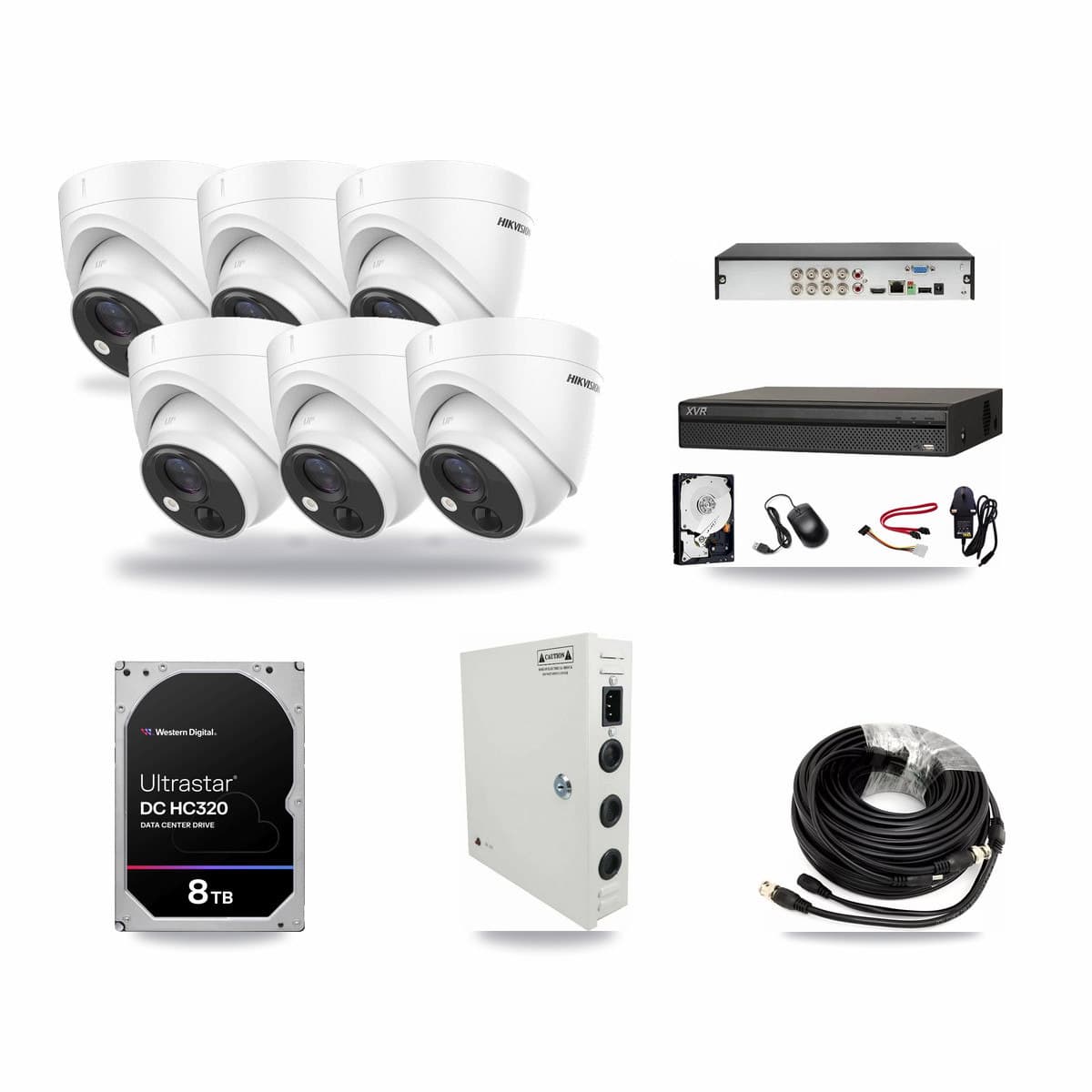 8-Channel 5MP CCTV Kit — 6 DS-2CE71H0T Hikvision Turret Cameras + 8TB Recording - Image 1