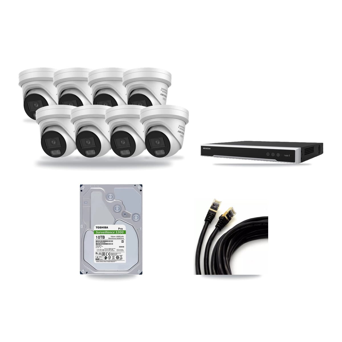 Hikvision 8-Channel 4MP CCTV Kit — 8 DS-2CD2347G3 Turret Cameras + 10TB Recording - Image 1