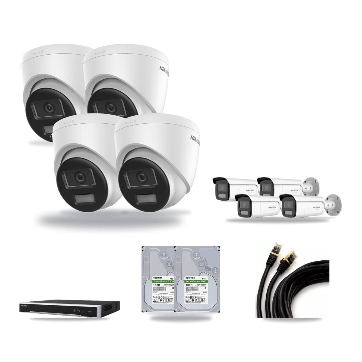 Hikvision 8-Channel 4K CCTV Kit — 4 Turret + 4 Bullet Cameras + 2× 10TB Recording - Image 1