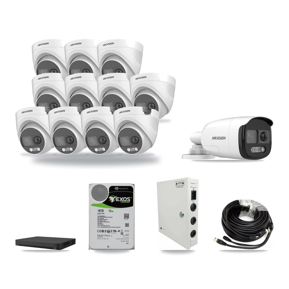 Hikvision 16-Channel 5MP CCTV Kit — 1 Bullet + 11 Turret Cameras + 16TB Recording - Image 1