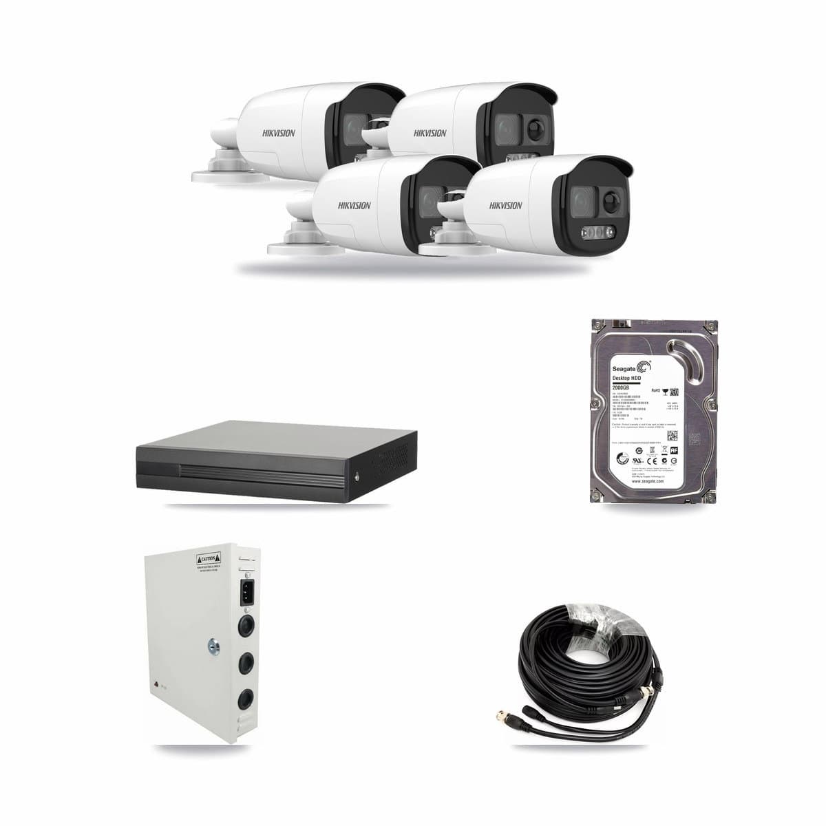4-Channel 5MP CCTV Kit — 4 Hikvision Bullet Cameras + 2TB Recording - Image 1
