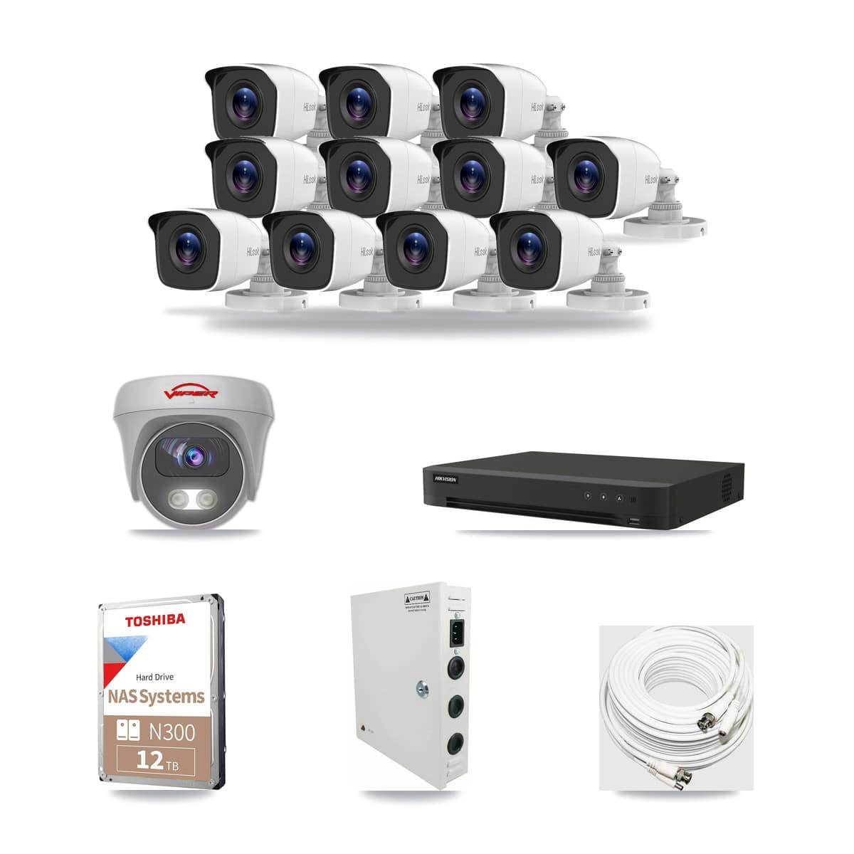 16-Channel 4MP – 5MP CCTV Kit — 11 4MP Bullet + 1 5MP Cameras + 12TB Recording - Image 1