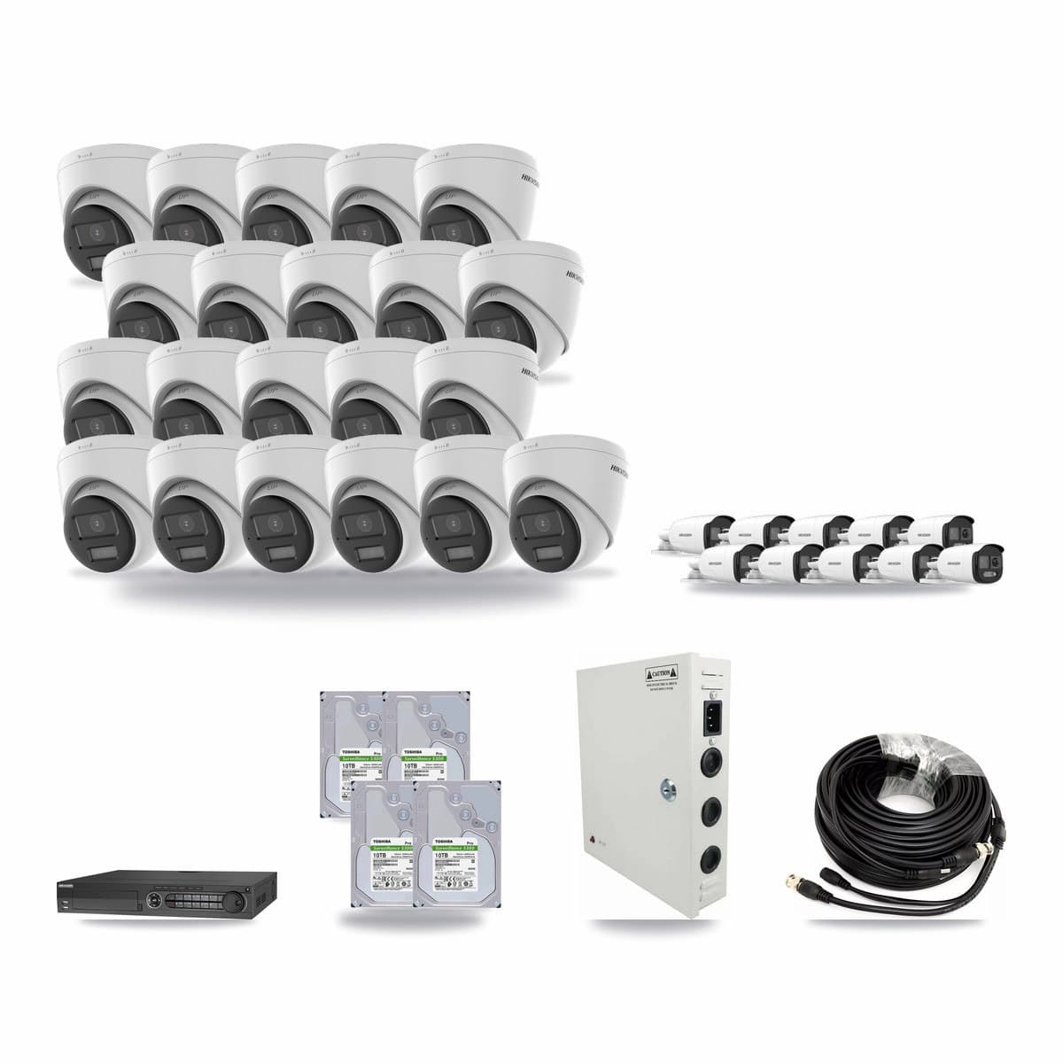 Hikvision 32-Channel 5MP CCTV Kit — 10 Bullet + 21 Turret Cameras + 4× 10TB Recording - Image 1
