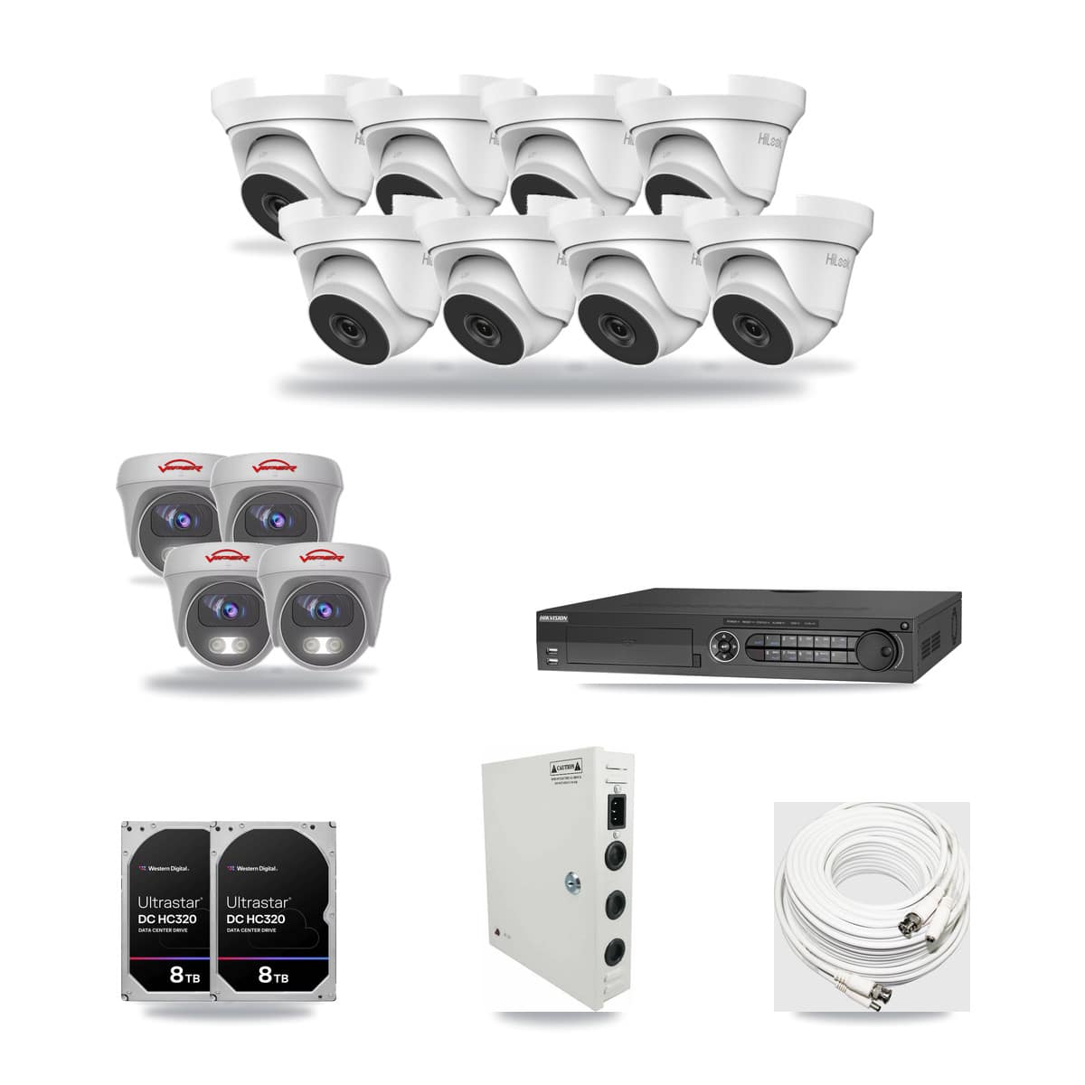 32-Channel 4MP – 5MP CCTV Kit — 8 4MP Turret + 4 5MP Cameras + 2× 8TB Recording - Image 1