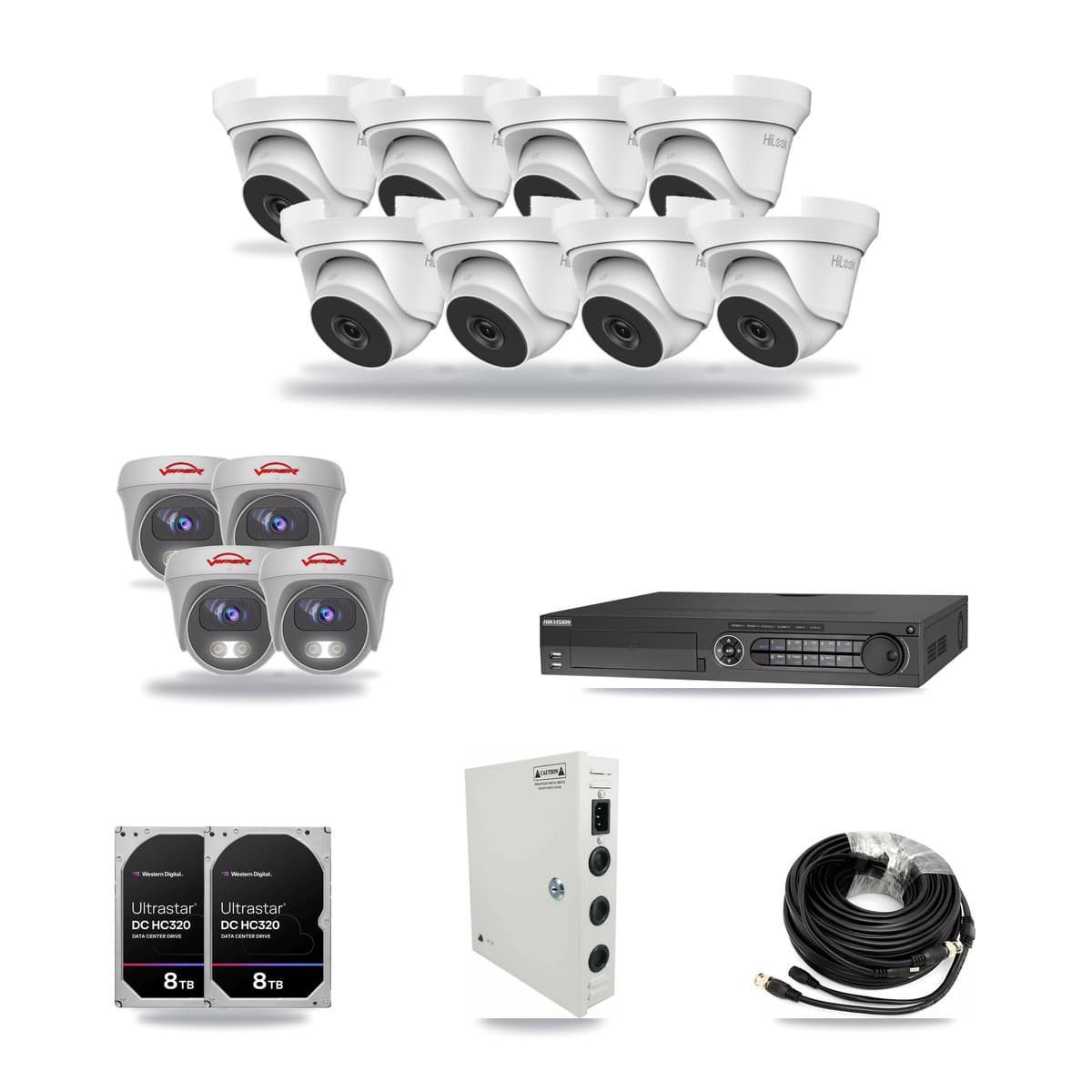 32-Channel 4MP – 5MP CCTV Kit — 8 4MP Turret + 4 5MP Cameras + 2× 8TB Recording - Image 1