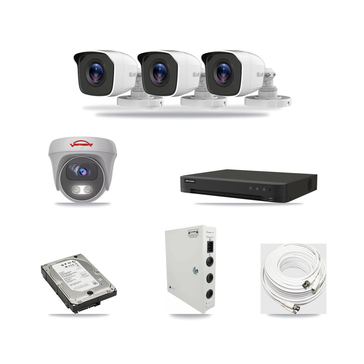 16-Channel 4MP – 5MP CCTV Kit — 3 4MP Bullet + 1 5MP Cameras + 5TB Recording - Image 1
