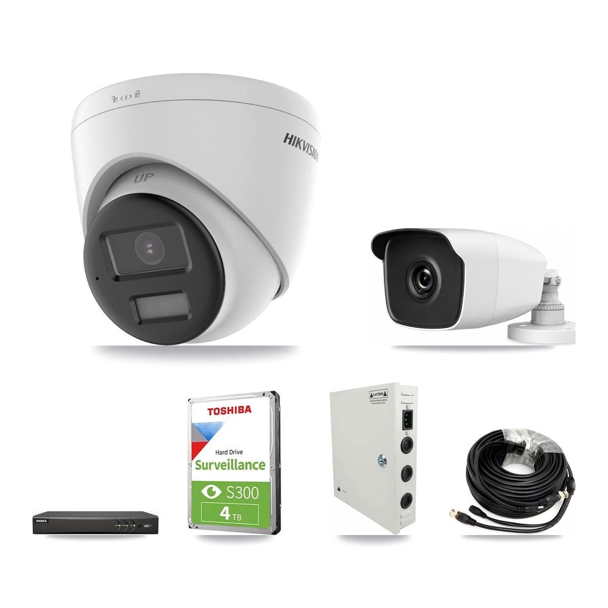 4-Channel 3MP – 4K CCTV Kit — 1 4K Turret + 1 3MP Bullet Cameras + 4TB Recording (AN-DV4-8MP Recorder) - Image 1