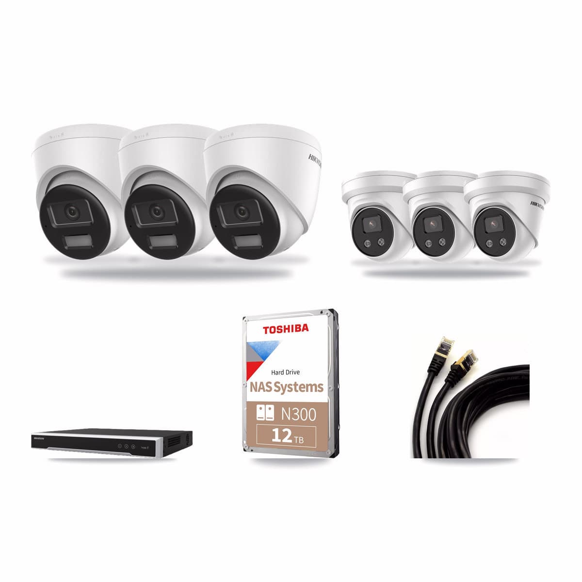 Hikvision 8-Channel 5MP – 4K CCTV Kit — 3 4K + 3 5MP Turret Cameras + 12TB Recording - Image 1