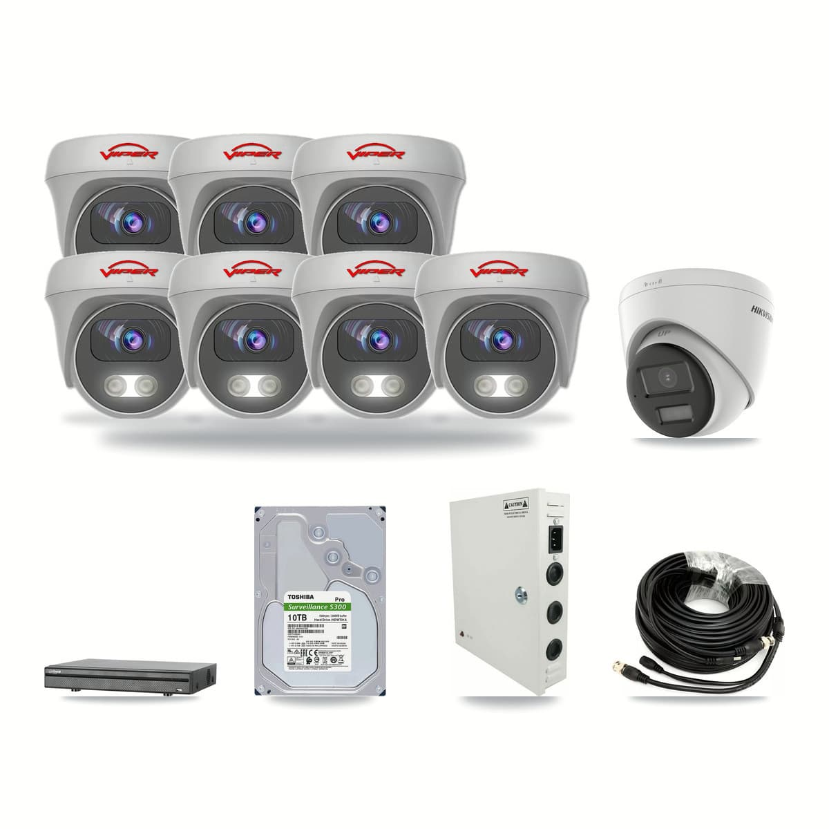8-Channel 5MP – 4K CCTV Kit — 1 4K Turret + 7 5MP Cameras + 10TB Recording - Image 1