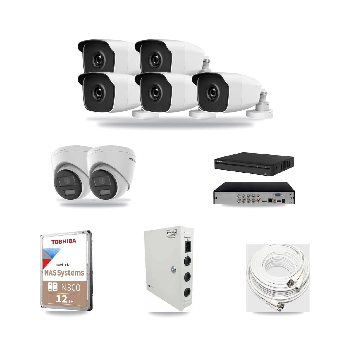 8-Channel 3MP – 4K CCTV Kit — 2 4K Turret + 5 3MP Bullet Cameras + 12TB Recording - Image 1