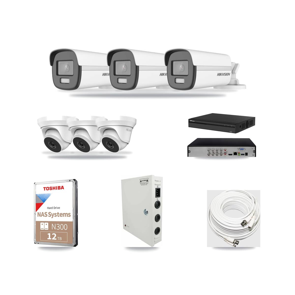 8-Channel 4MP – 4K CCTV Kit — 3 4K Bullet + 3 4MP Turret Cameras + 12TB Recording (PXD-5108HS Recorder) - Image 1