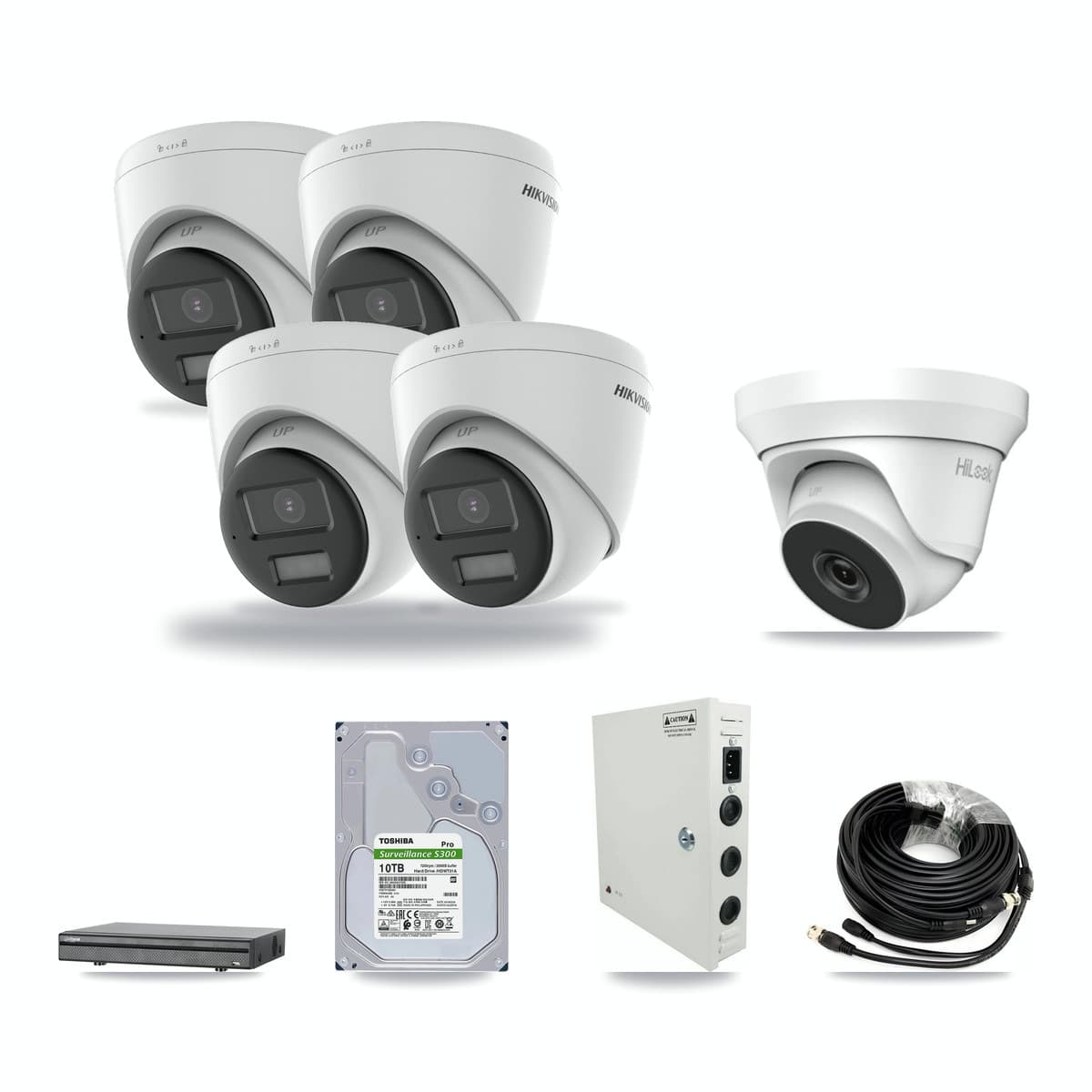 8-Channel 4MP – 4K CCTV Kit — 4 4K + 1 4MP Turret Cameras + 10TB Recording - Image 1