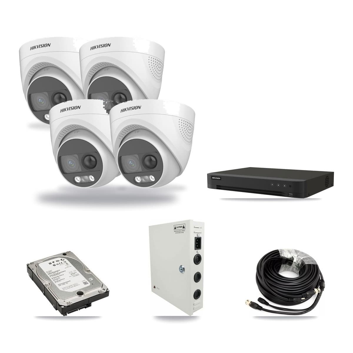 Hikvision 8-Channel 5MP CCTV Kit — 4 Turret Cameras + 5TB Recording (IDS-7208HUHI Recorder) - Image 1