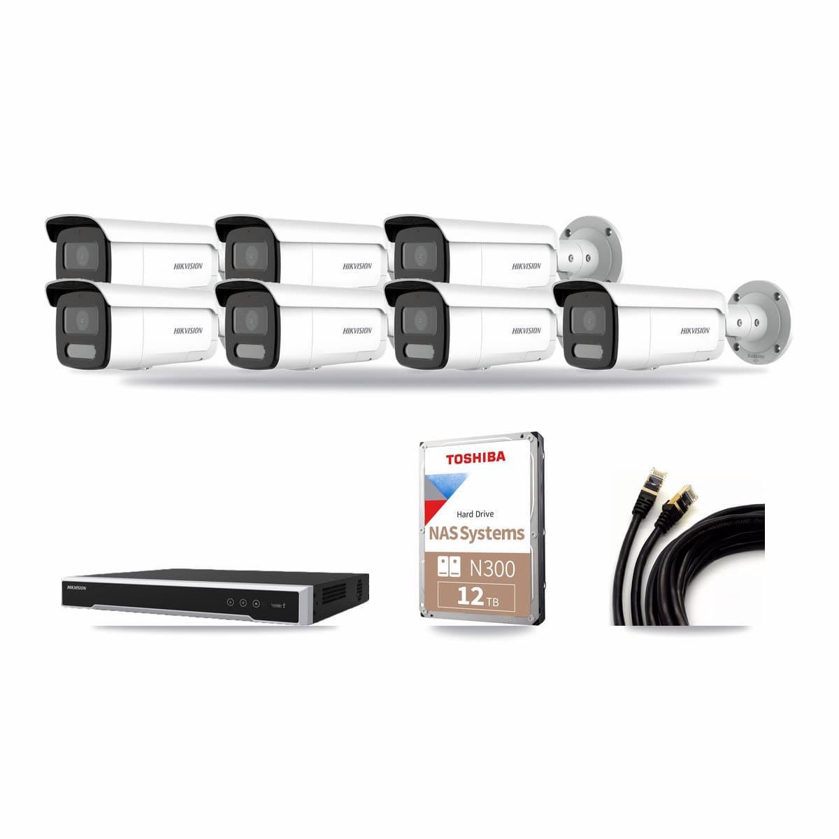 Hikvision 8-Channel 4MP – 4K CCTV Kit — 5 4MP + 2 4K Bullet Cameras + 12TB Recording - Image 1