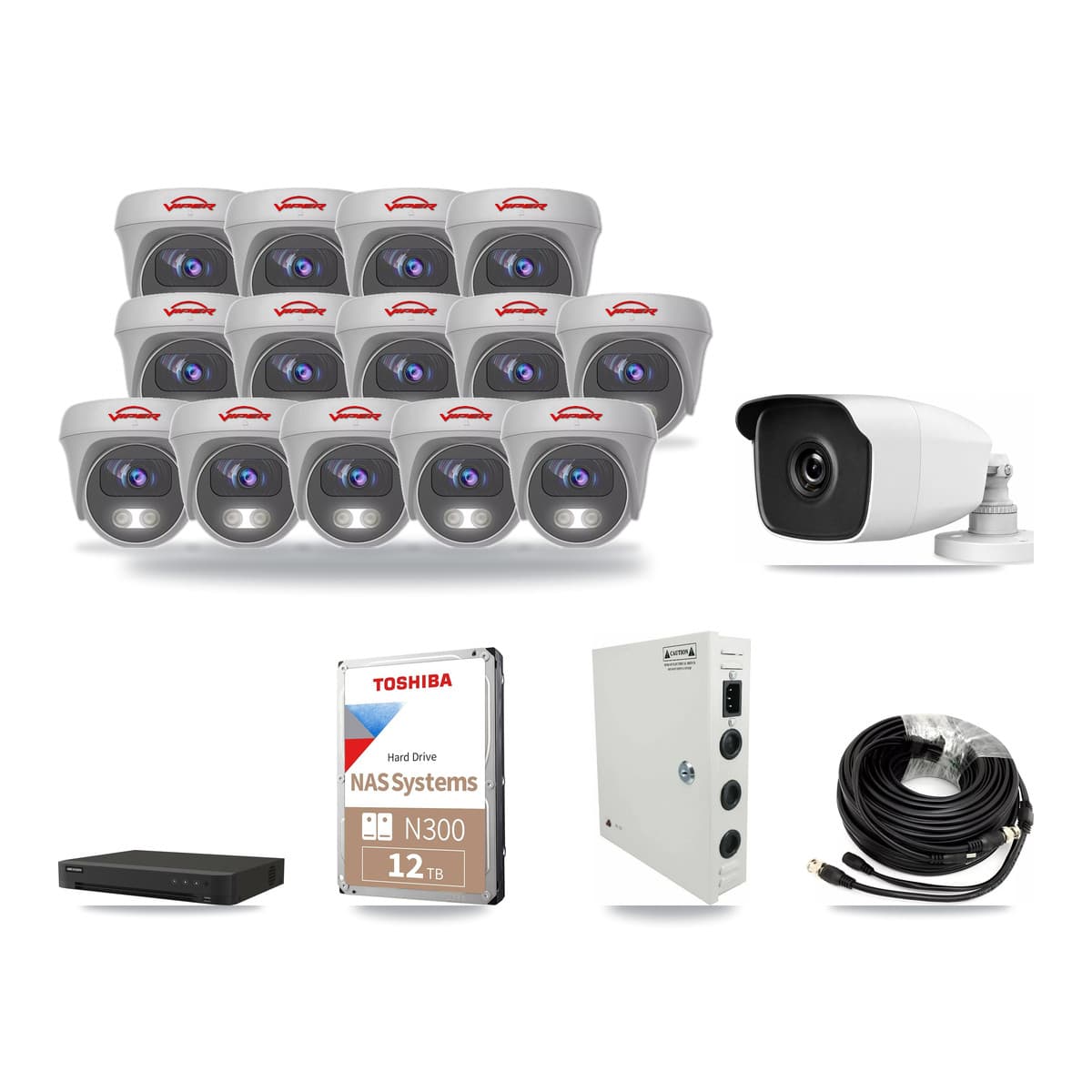 16-Channel 3MP – 5MP CCTV Kit — 1 3MP Bullet + 14 5MP Cameras + 12TB Recording - Image 1