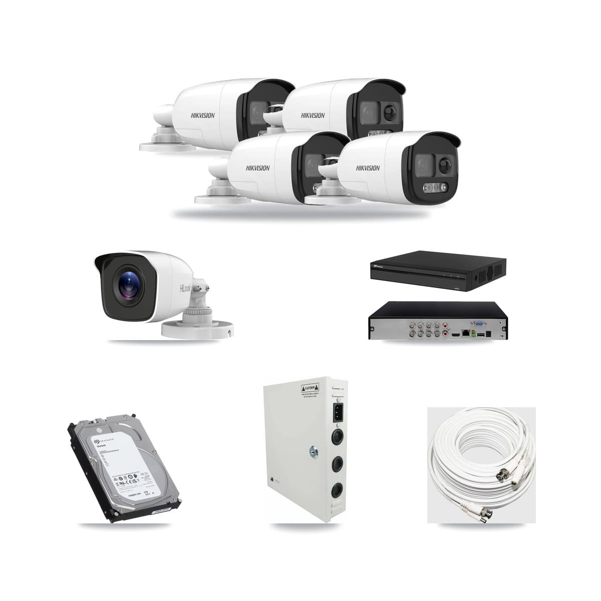 8-Channel 4MP – 5MP CCTV Kit — 4 5MP + 1 4MP Bullet Cameras + 6TB Recording (PXD-5108HS Recorder) - Image 1