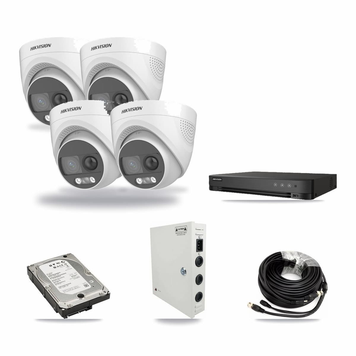 Hikvision 8-Channel 5MP CCTV Kit — 4 Turret Cameras + 5TB Recording (IDS-7208HQHI Recorder) - Image 1