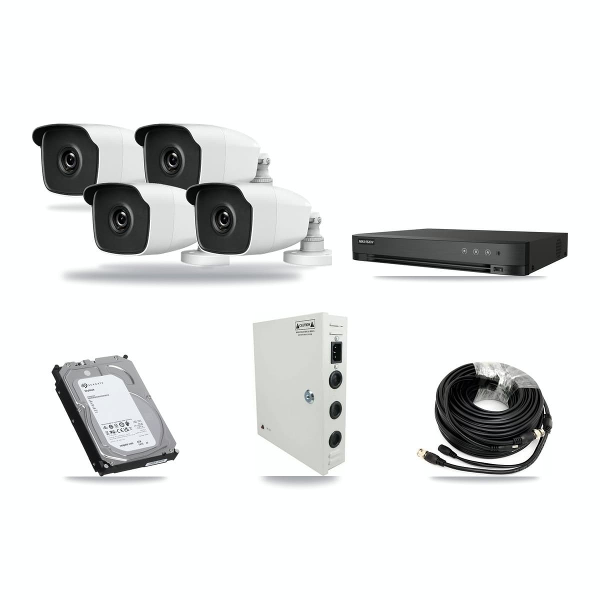 HiLook & Hikvision 4-Channel 3MP CCTV Kit — 4 Bullet Cameras + 6TB Recording (IDS-7204HQHI Recorder) - Image 1