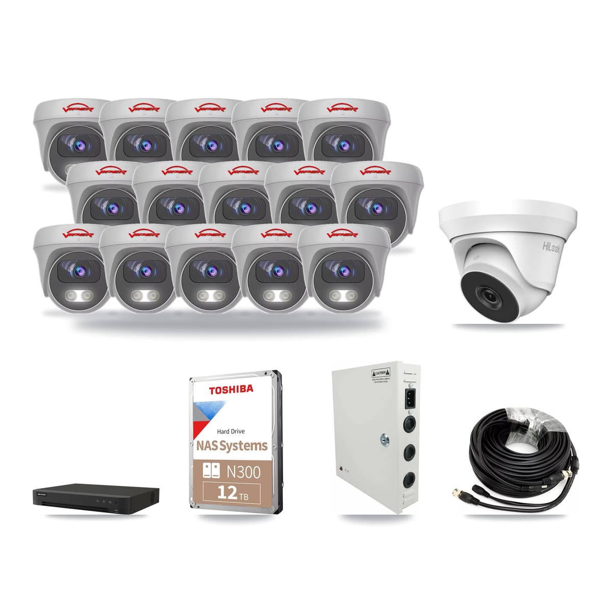 16-Channel 4MP – 5MP CCTV Kit — 1 4MP Turret + 15 5MP Cameras + 12TB Recording - Image 1