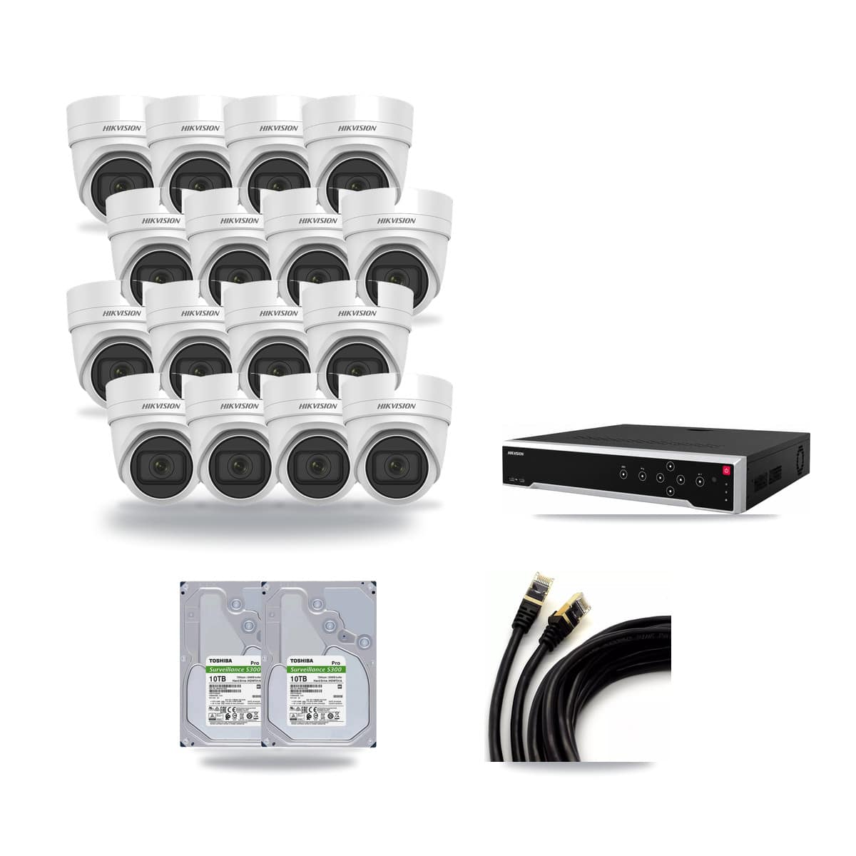 Hikvision 32-Channel 4MP CCTV Kit — 16 Turret Cameras + 2× 10TB Recording - Image 1