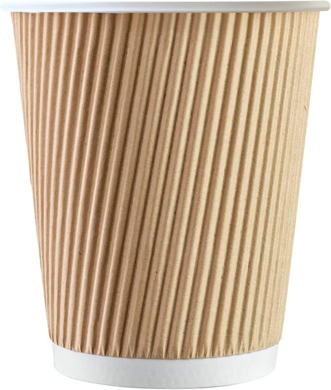 2oz Ripple Kraft Paper Cups – Insulated Beige Triple Wall Coffee Cups – Strong, Eco-Friendly Paper Cups – Recyclable Cups for Hot Drinks, Tea, Coffee and Beverages
