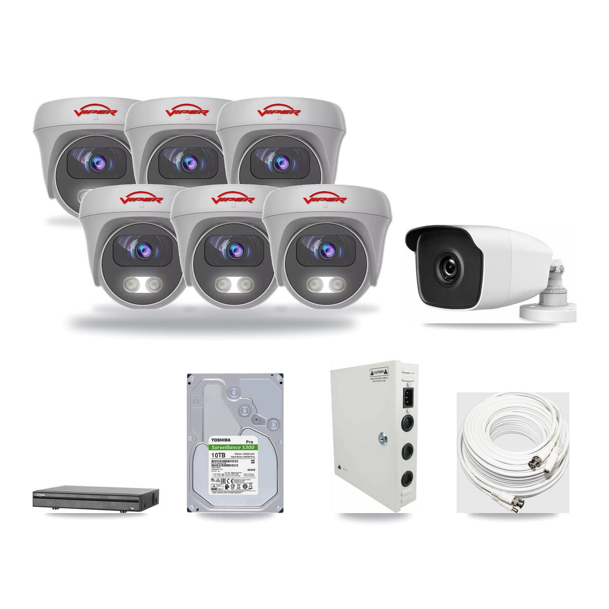8-Channel 3MP – 5MP CCTV Kit — 1 3MP Bullet + 6 5MP Cameras + 10TB Recording - Image 1