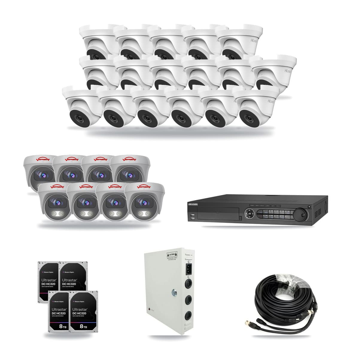 32-Channel 4MP – 5MP CCTV Kit — 17 4MP Turret + 8 5MP Cameras + 4× 8TB Recording - Image 1