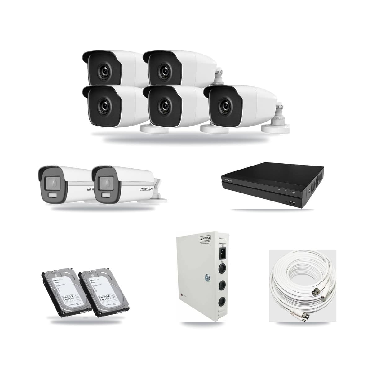 8-Channel 3MP – 4K CCTV Kit — 2 4K + 5 3MP Bullet Cameras + 2× 6TB Recording - Image 1