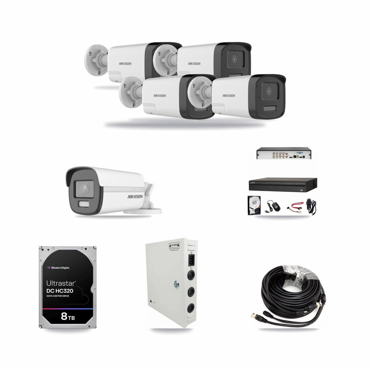 8-Channel 5MP – 4K CCTV Kit — 1 4K + 4 5MP Hikvision Bullet Cameras + 8TB Recording - Image 1
