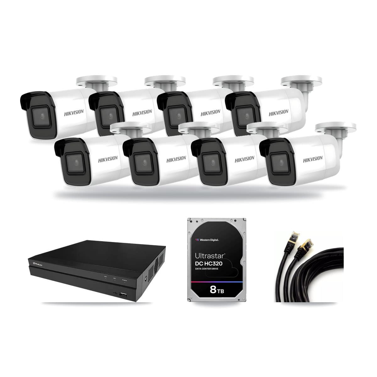 Hikvision & Prolux 8-Channel 4K CCTV Kit — 8 Bullet Cameras + 8TB Recording - Image 1